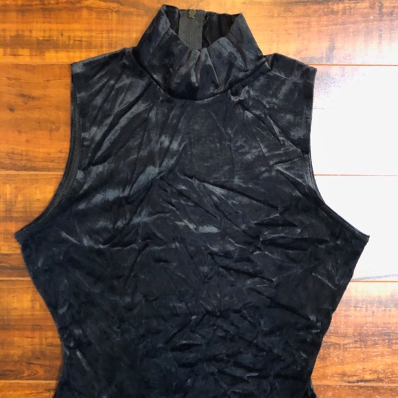Arlotta Black Crushed Velvet Unitard Body Suit sz M/44 - Picture 3 of 4